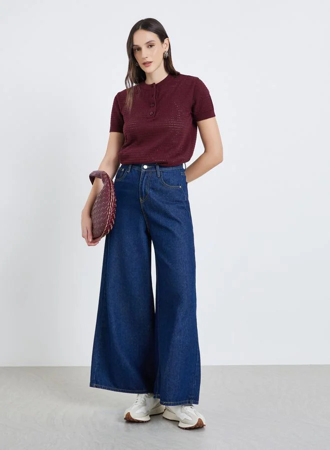 ستايلي بلوزة نسائية قطنية بنقشة كروشيه